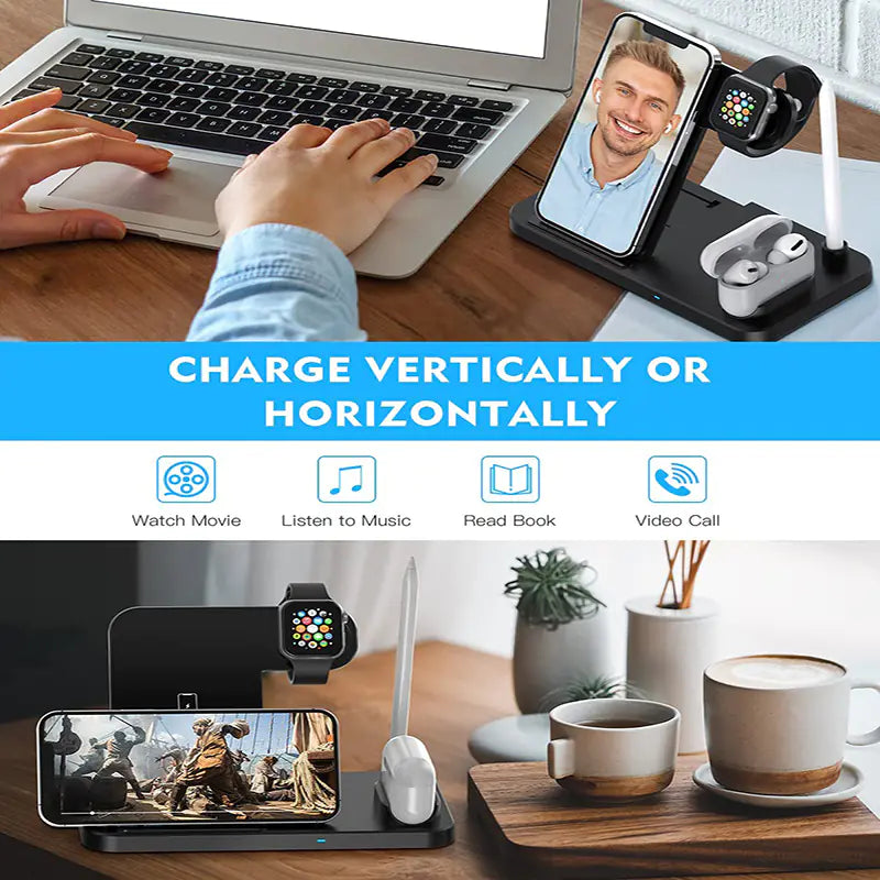3-in-1 Wireless Charger & Stand for Phones and Watches