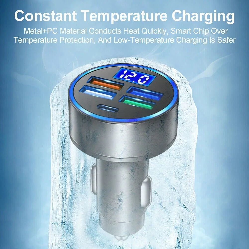 5 USB Port Super Fast Car Charger Adapter For iPhone Samsung Android Cell Phone