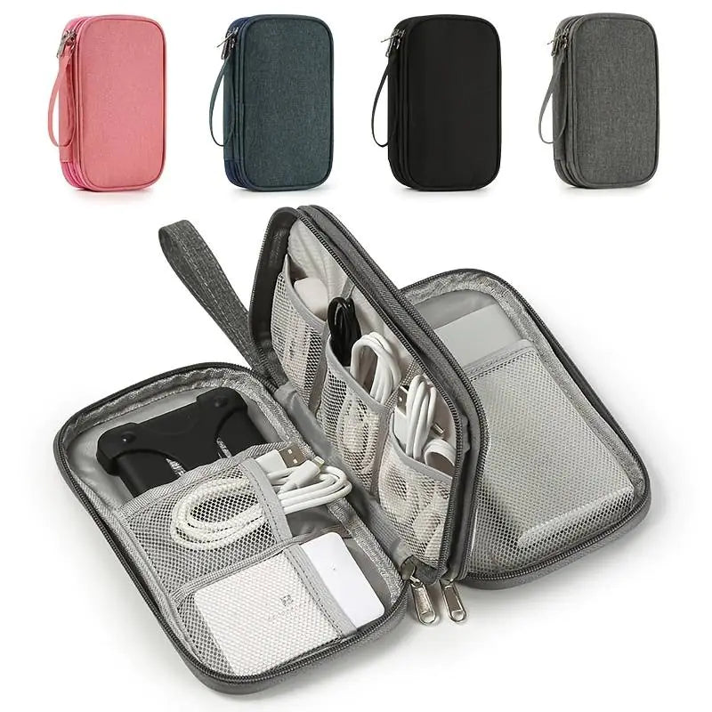 Portable Travel Data Cable Storage Bag for Electronics
