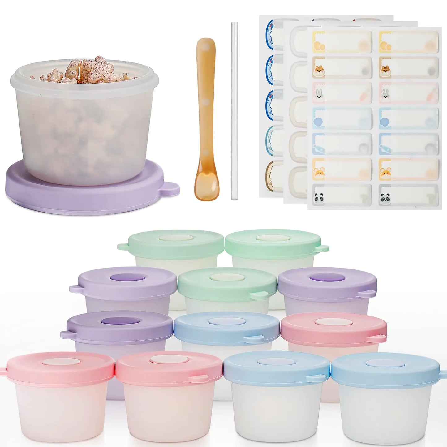 DIMBRAH Silicone Baby Food Containers-12pcs 5oz Baby Food Storage Containers with Lids Microwave Dishwasher & Baby Food Freezer Storage Safety