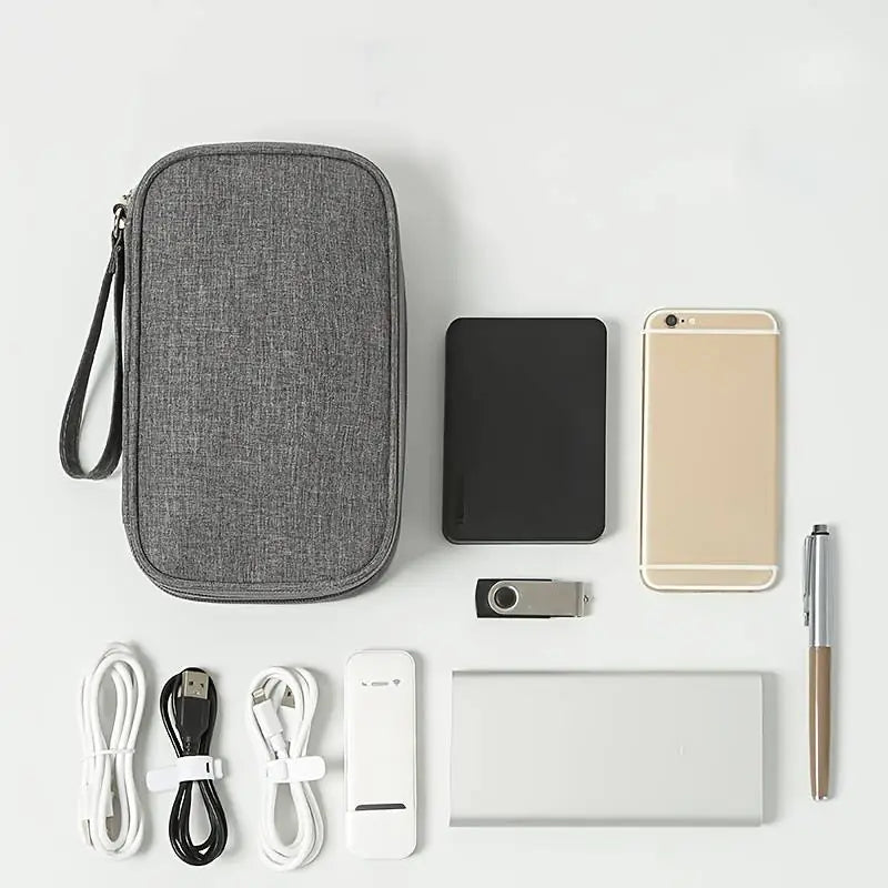 Portable Travel Data Cable Storage Bag for Electronics