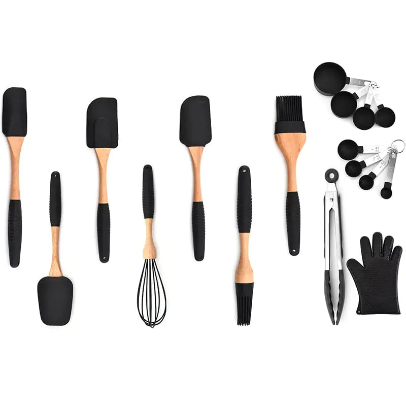 Wooden Handle Silicone Kitchenware Storage Gadgets